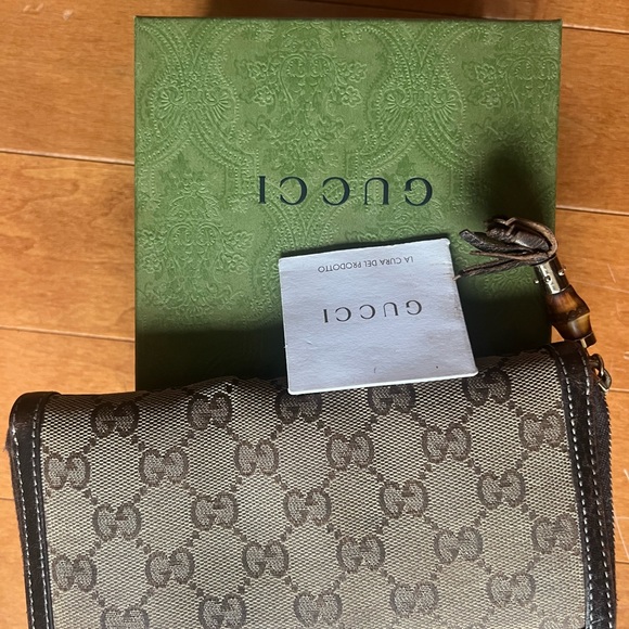 GUCCI GG Ladies Zip Around Wallet style # 3595C 7740 Brown with Bamboo Tassel - Picture 7 of 7